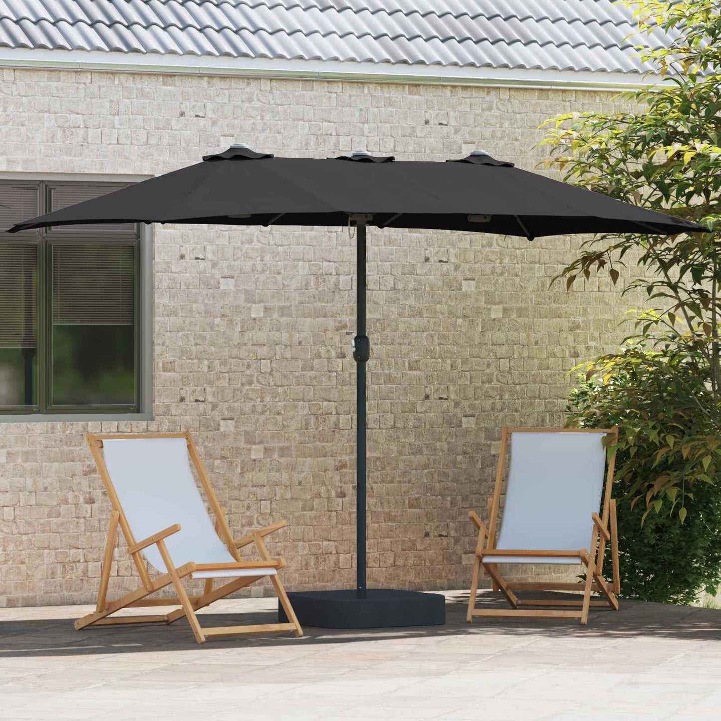 Sodo skėtis Juoda 385 x 209 x 244 cm audinys
