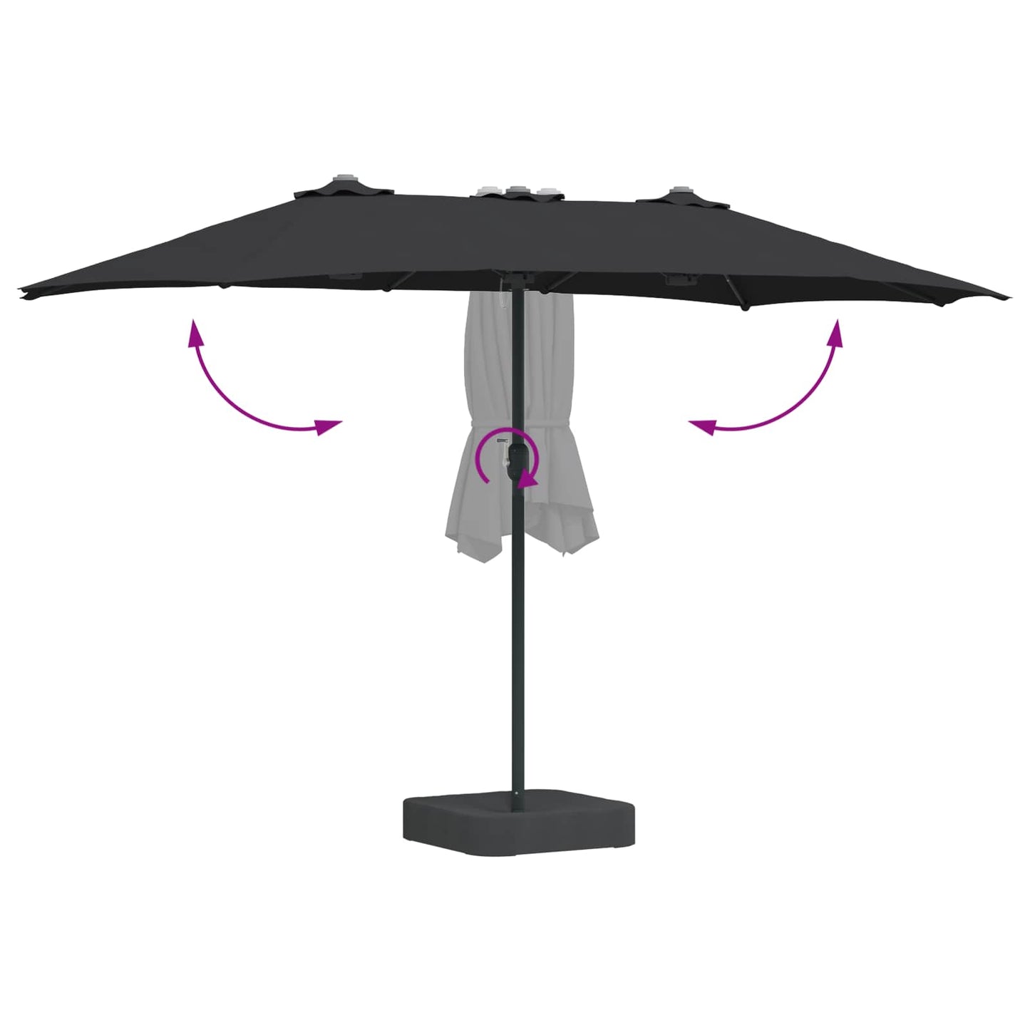 Sodo skėtis Juoda 385 x 209 x 244 cm audinys