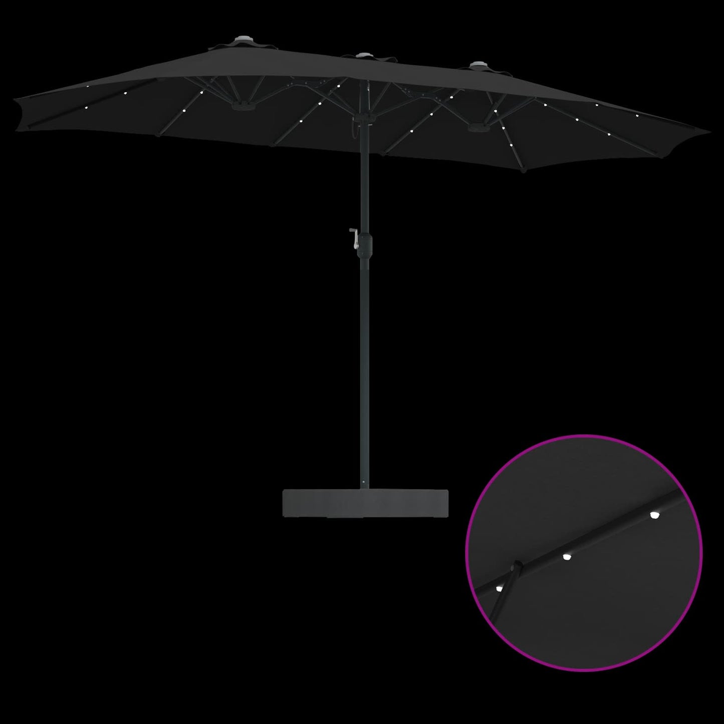 Sodo skėtis Juoda 385 x 209 x 244 cm audinys