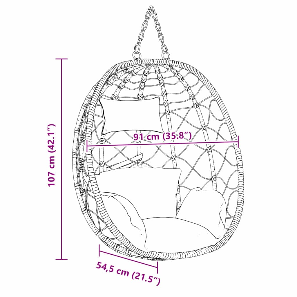 Kabantis kiaušinis Taupe 91,5 x 54,5 x 107 cm poliratanas