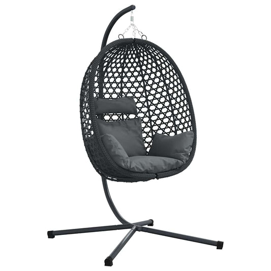 Kabantis kiaušinis antracito ir juoda 104 x 100 x 191 cm