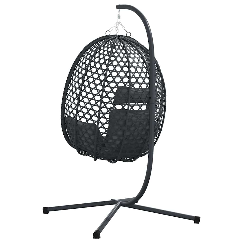 Kabantis kiaušinis antracito ir juoda 104 x 100 x 191 cm