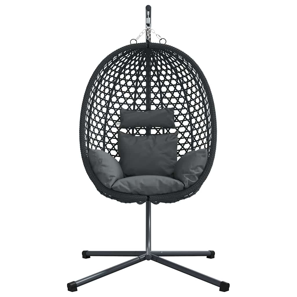 Kabantis kiaušinis antracito ir juoda 104 x 100 x 191 cm