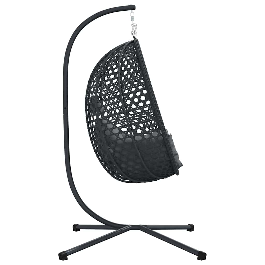 Kabantis kiaušinis antracito ir juoda 104 x 100 x 191 cm