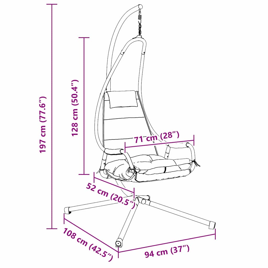 Pakabinama Kėdė su Stovu ir Pagalvėle Antracito Plieno