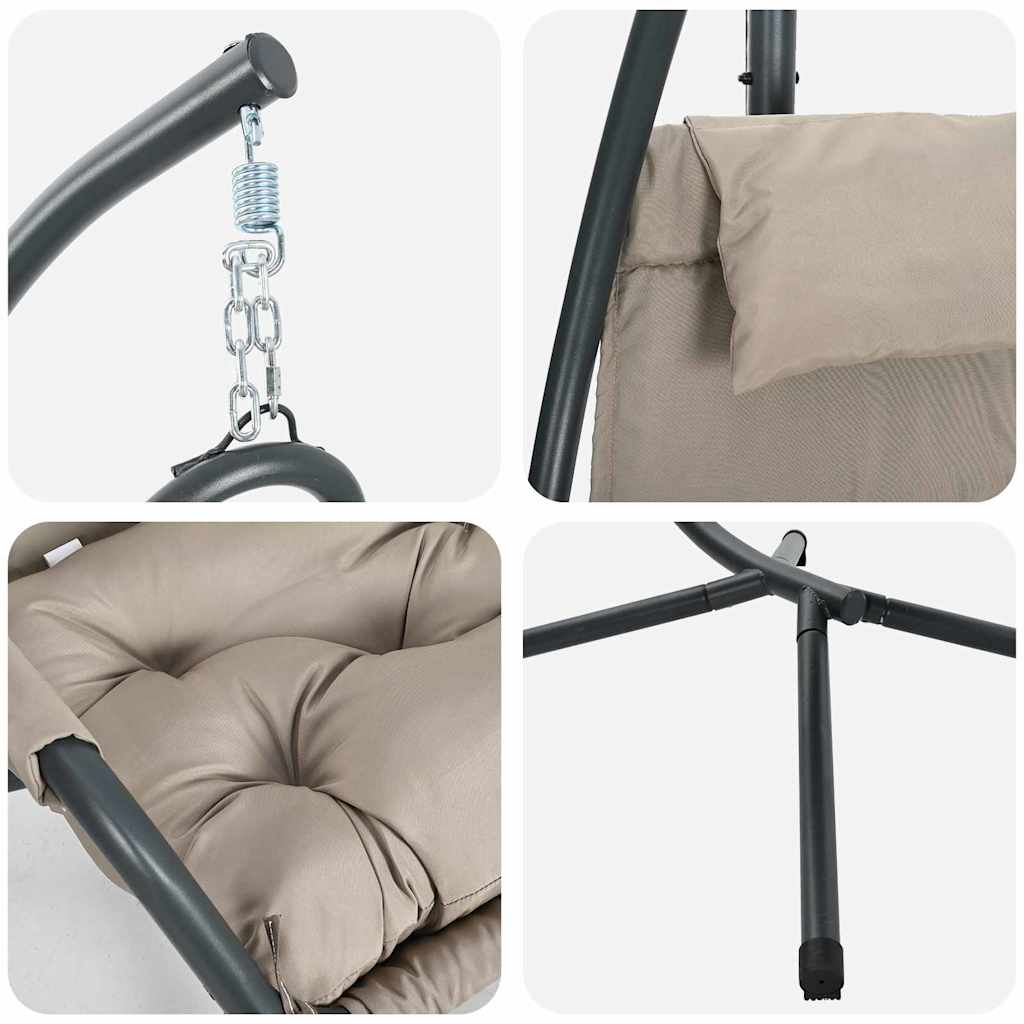 Pakabinamas Krėslas su Stovu ir Pagalve Taupe Plienas