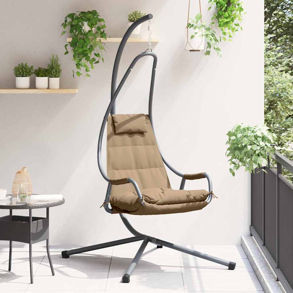 Pakabinamas Krėslas su Stovu ir Pagalve Taupe Plienas