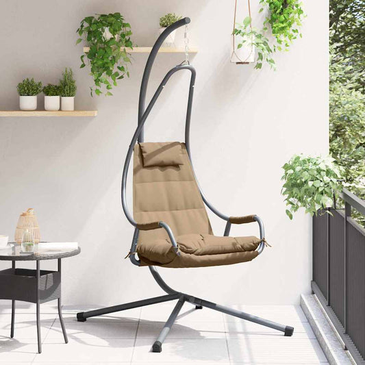 Pakabinamas Krėslas su Stovu ir Pagalve Taupe Plienas