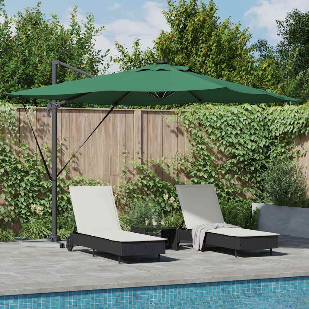 Cantilever Roma skėtis su LED - Žalias, 286 x 285 x 270 cm, Aliuminis