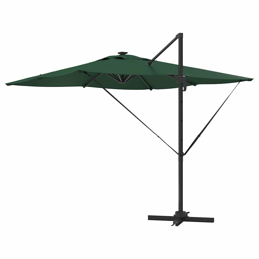 Cantilever Roma skėtis su LED - Žalias, 286 x 285 x 270 cm, Aliuminis