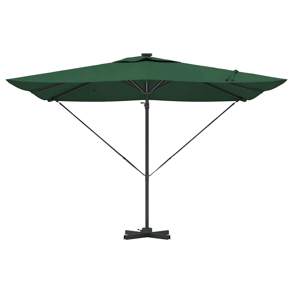 Cantilever Roma skėtis su LED - Žalias, 286 x 285 x 270 cm, Aliuminis