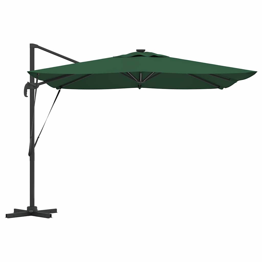 Cantilever Roma skėtis su LED - Žalias, 286 x 285 x 270 cm, Aliuminis