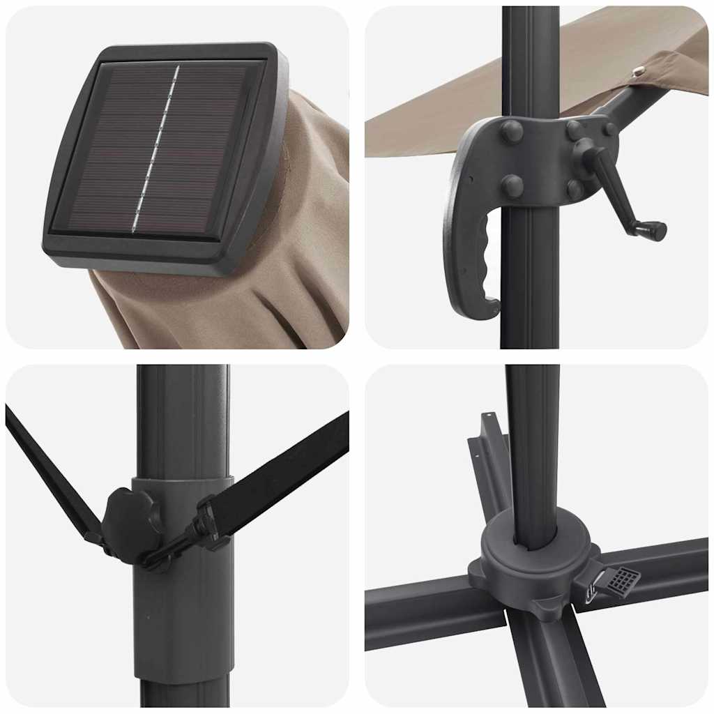 Skėtis nuo saulės Taupe 286 x 285 x 270 cm Aliuminis