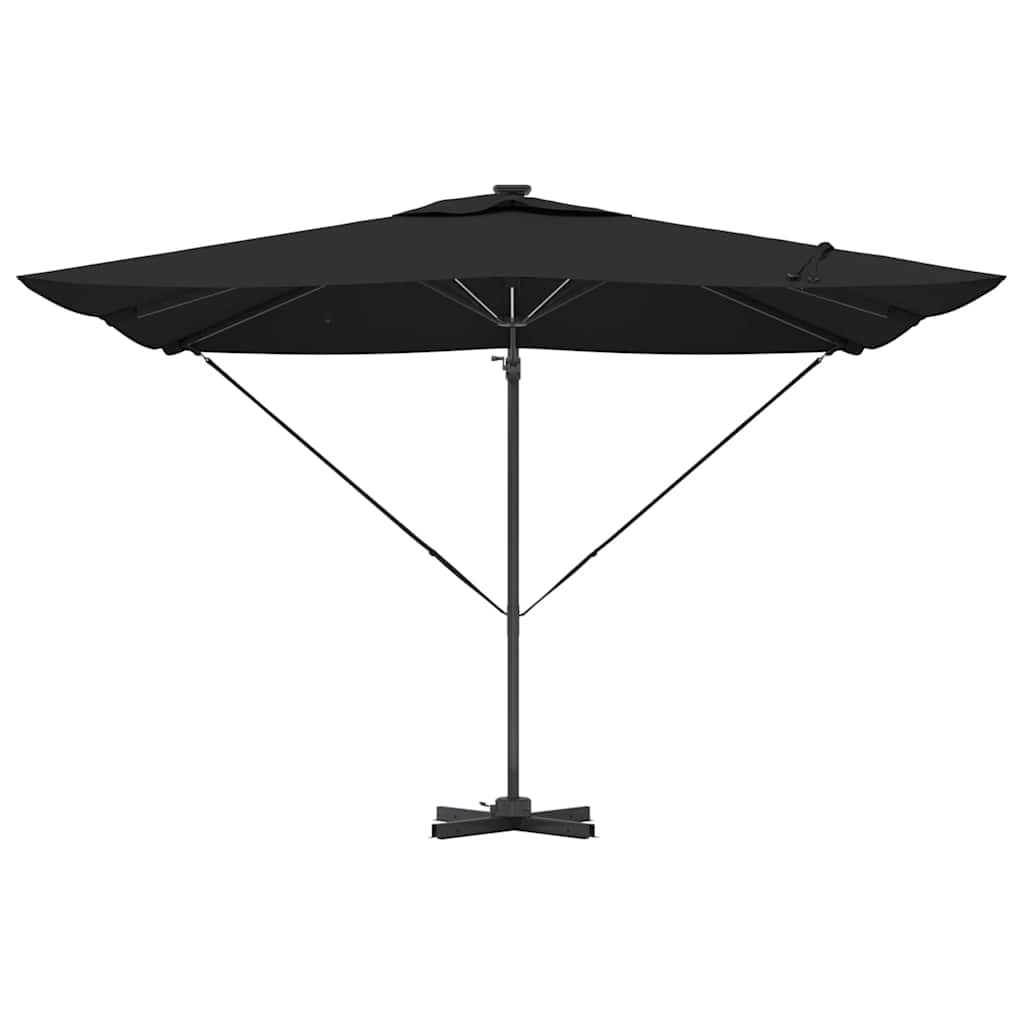 Cantilever Roma skėtis su LED - juodas, 286 x 285 x 270 cm, aliuminis