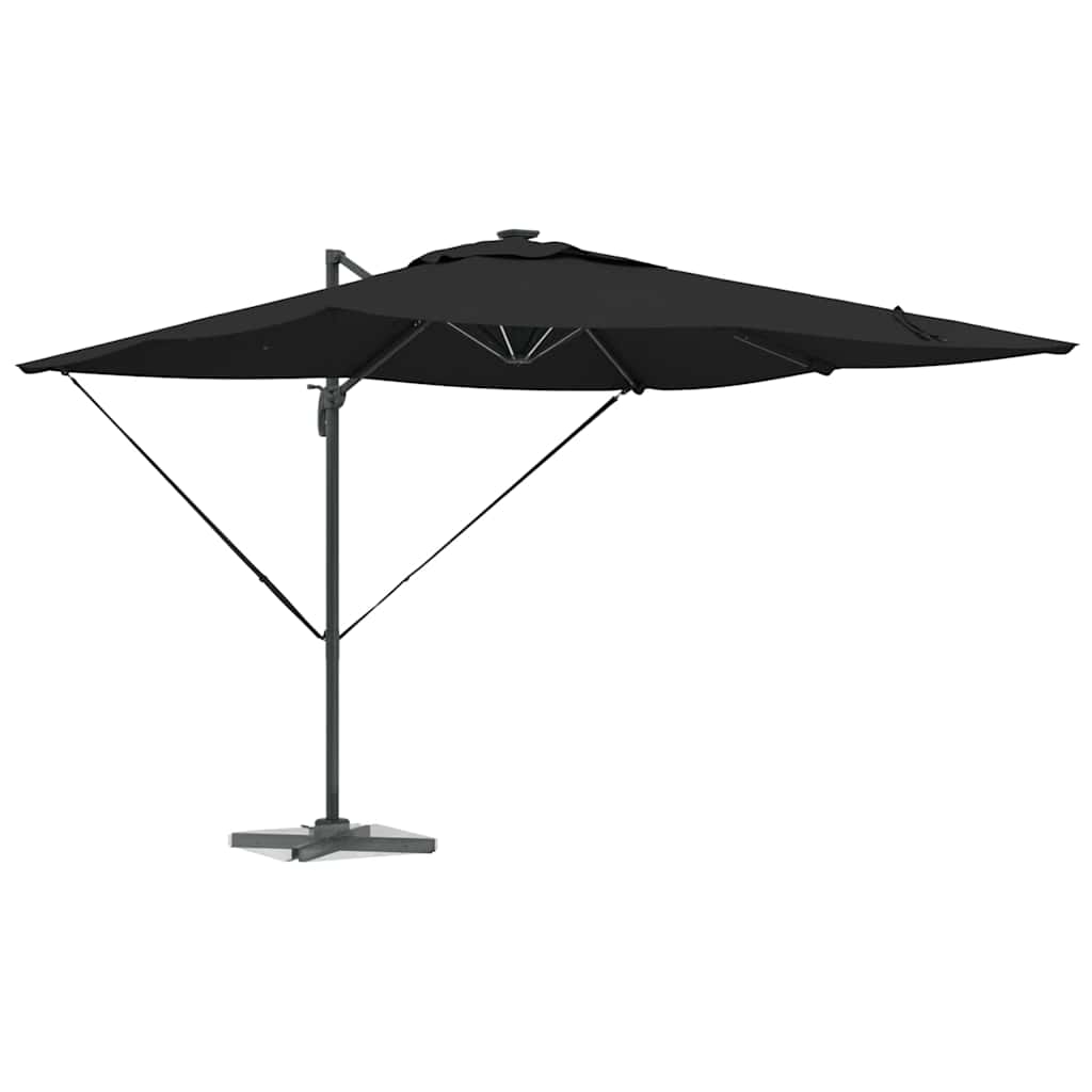 Cantilever Roma skėtis su LED - juodas, 286 x 285 x 270 cm, aliuminis