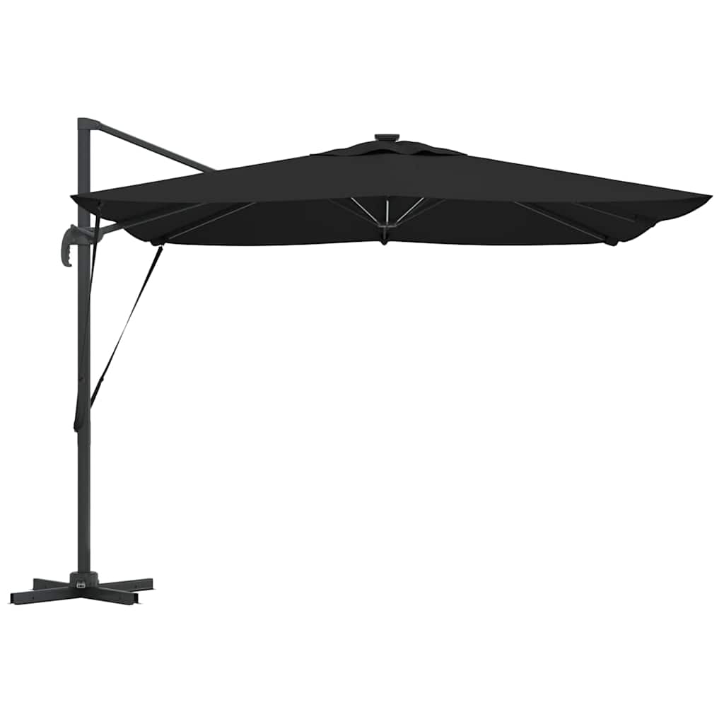 Cantilever Roma skėtis su LED - juodas, 286 x 285 x 270 cm, aliuminis