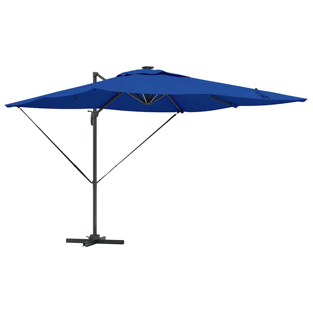 Roma Parasolis su LED azurine mėlyna – 286 x 285 x 270 cm, aliuminio.