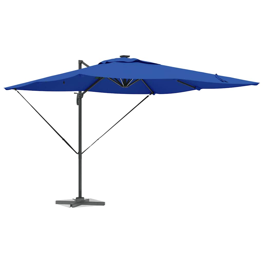 Roma Parasolis su LED azurine mėlyna – 286 x 285 x 270 cm, aliuminio.