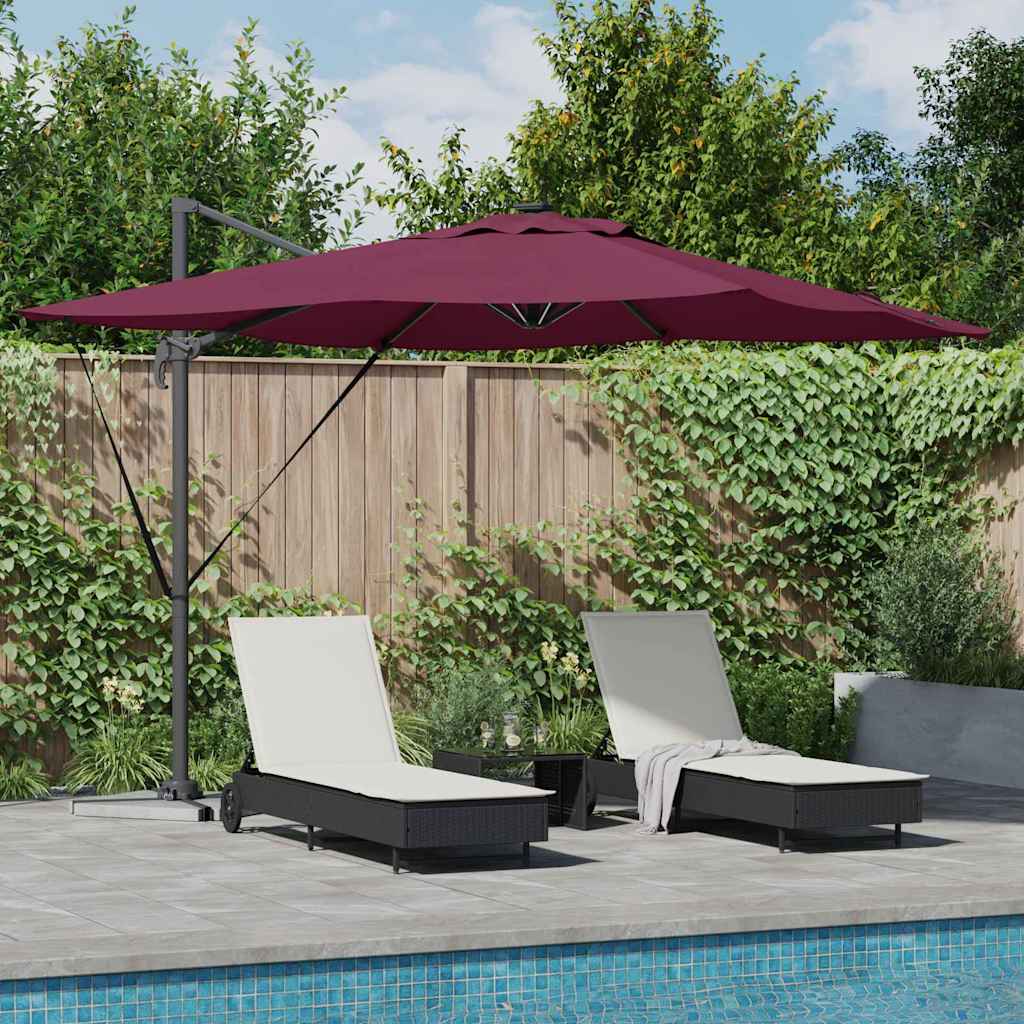Roma Parasol su LED, Bordo Raudona, 286 x 285 x 270 cm, Aliuminio.