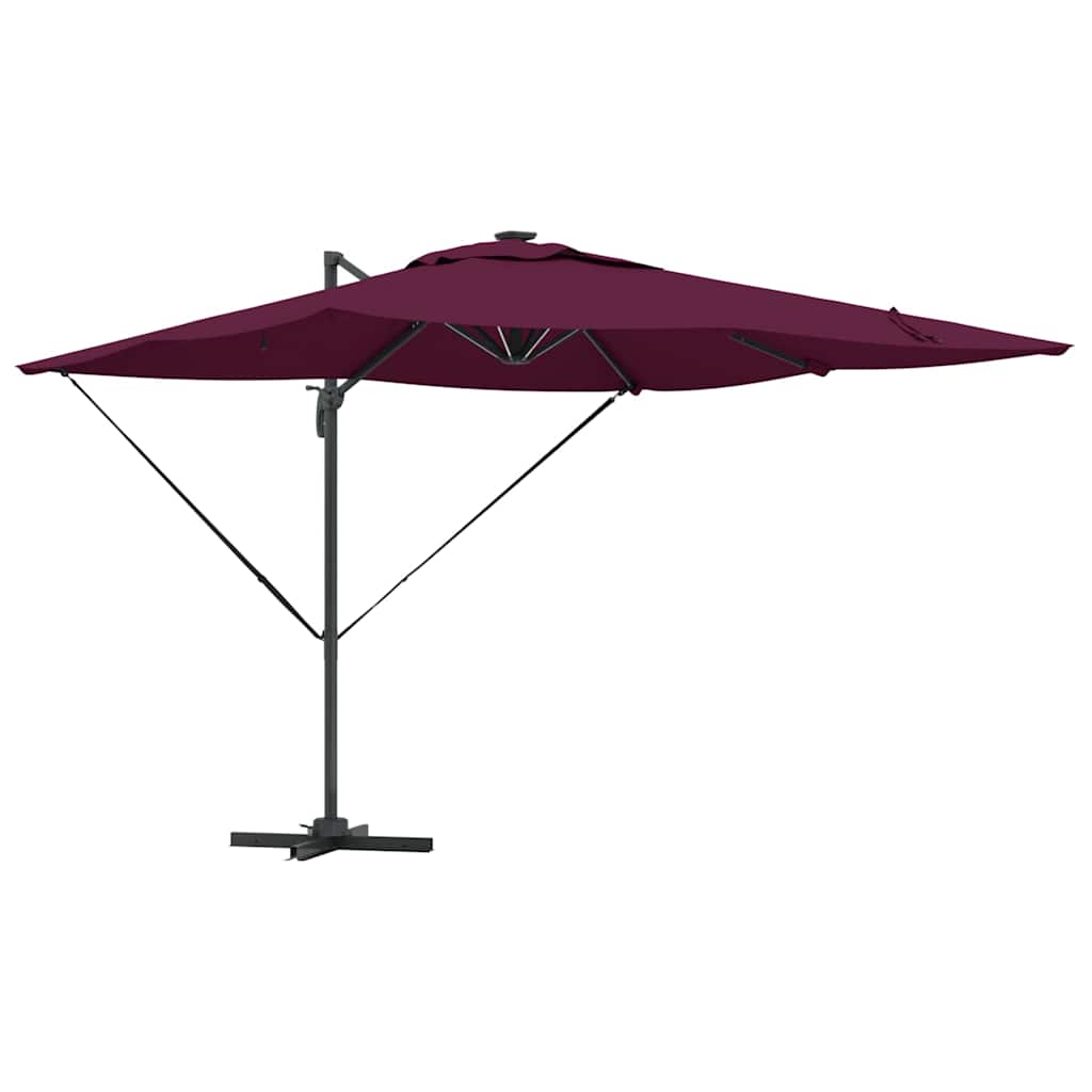 Roma Parasol su LED, Bordo Raudona, 286 x 285 x 270 cm, Aliuminio.