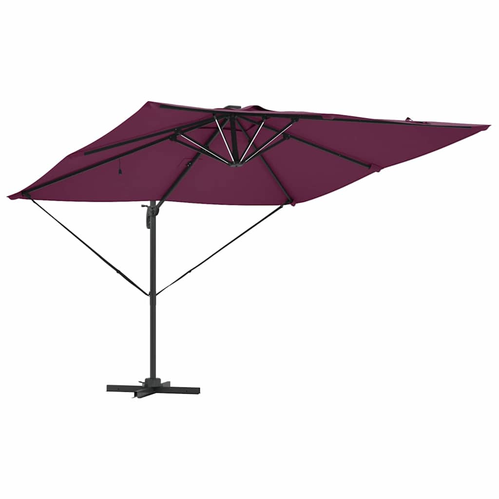 Roma Parasol su LED, Bordo Raudona, 286 x 285 x 270 cm, Aliuminio.