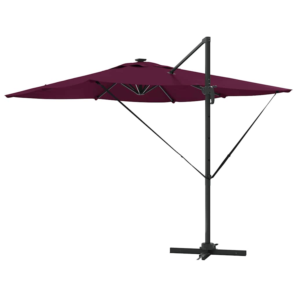 Roma Parasol su LED, Bordo Raudona, 286 x 285 x 270 cm, Aliuminio.
