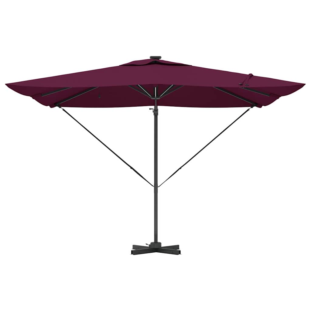Roma Parasol su LED, Bordo Raudona, 286 x 285 x 270 cm, Aliuminio.