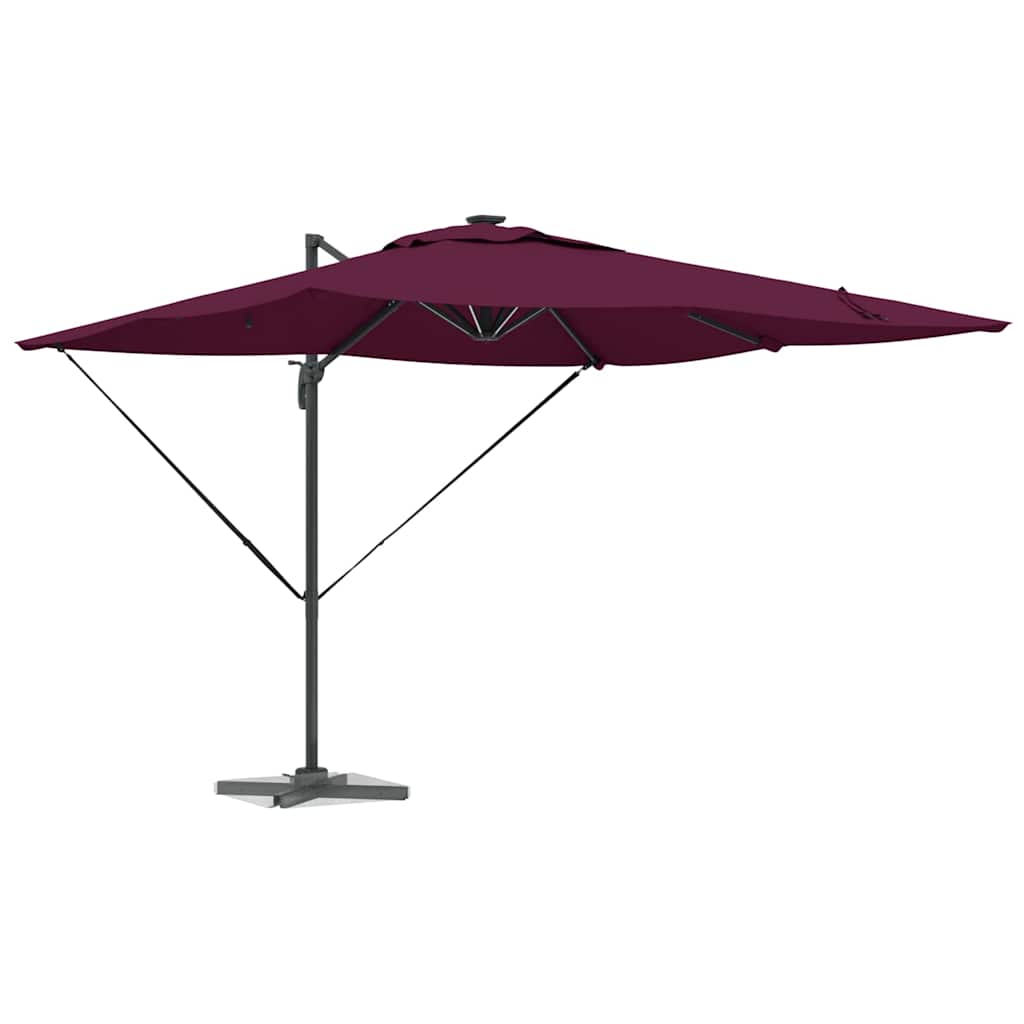Roma Parasol su LED, Bordo Raudona, 286 x 285 x 270 cm, Aliuminio.