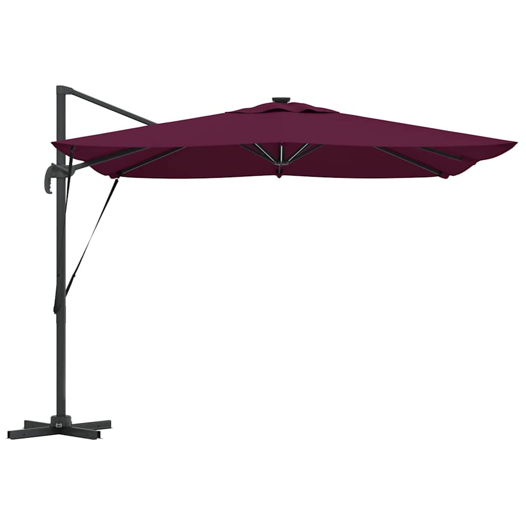 Roma Parasol su LED, Bordo Raudona, 286 x 285 x 270 cm, Aliuminio.