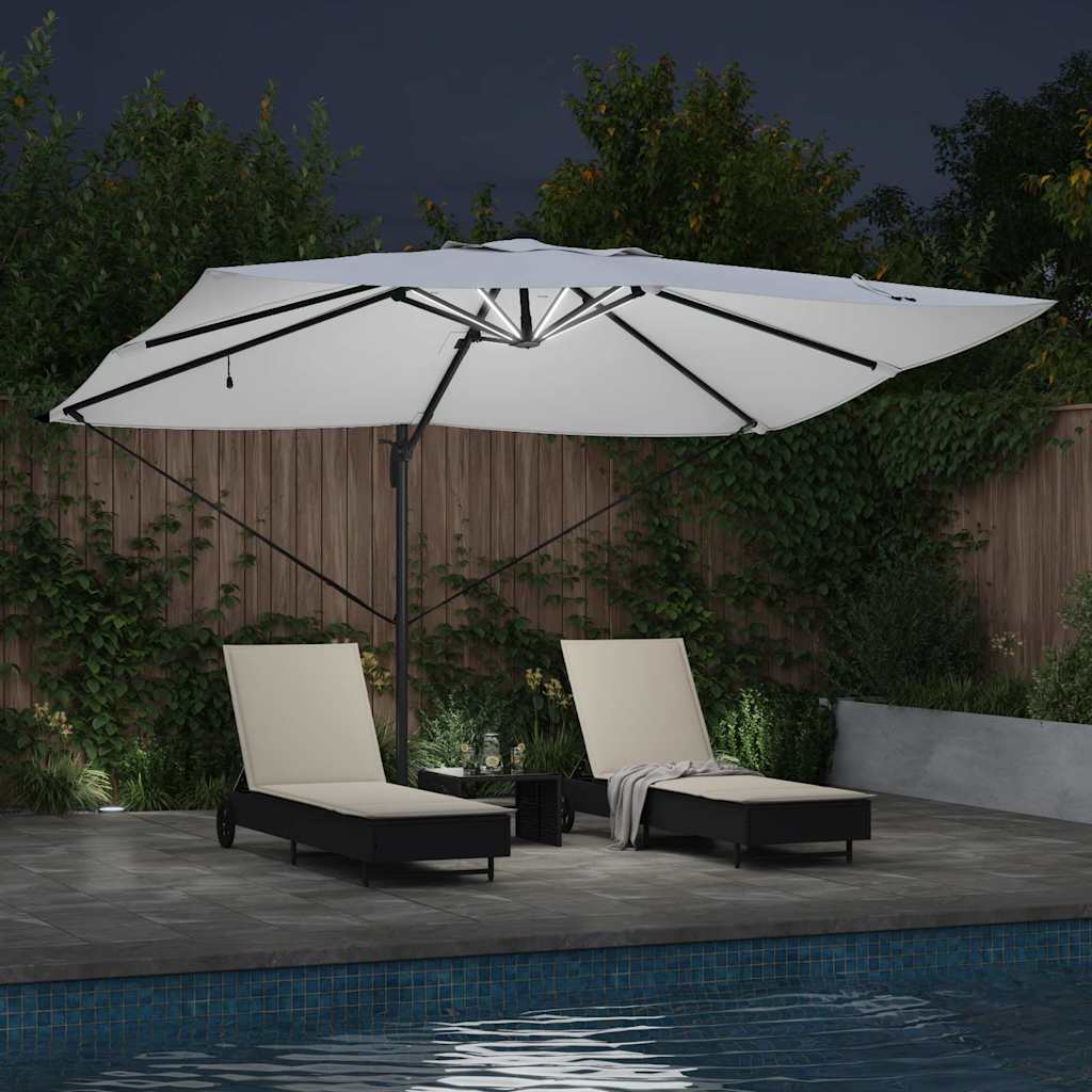 konsolinis Roma skėtis su LED Smėlio 352x251x265 cm Aliuminis
