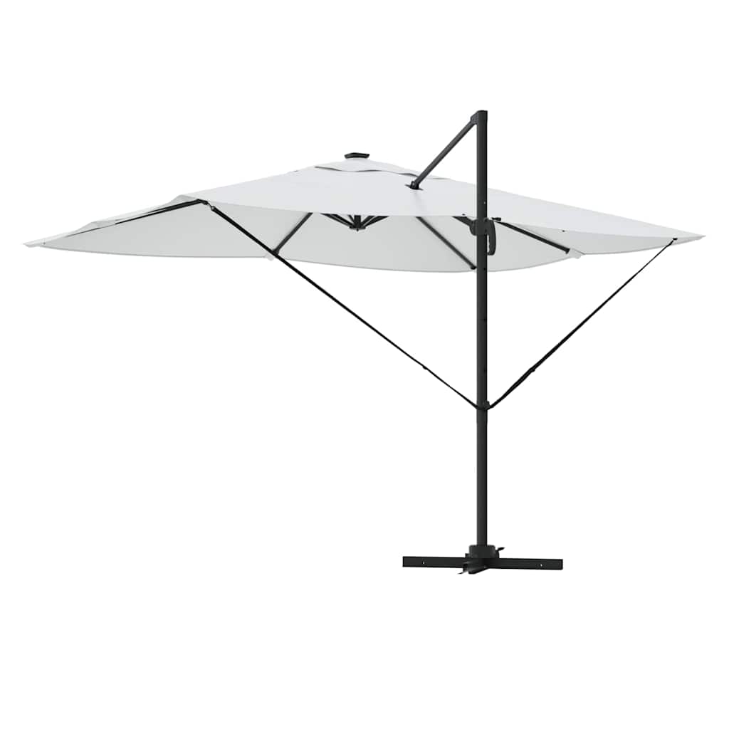konsolinis Roma skėtis su LED Smėlio 352x251x265 cm Aliuminis