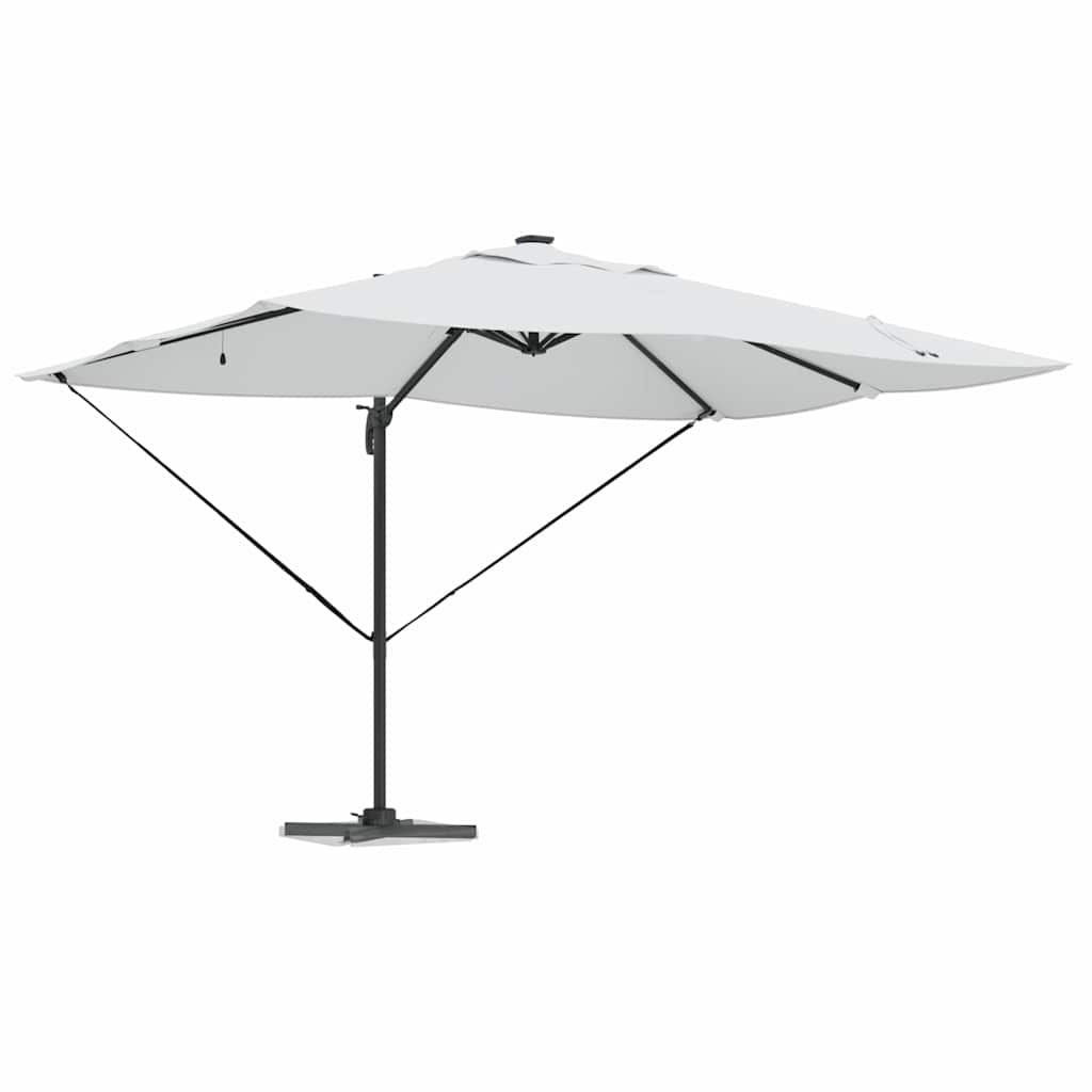 konsolinis Roma skėtis su LED Smėlio 352x251x265 cm Aliuminis