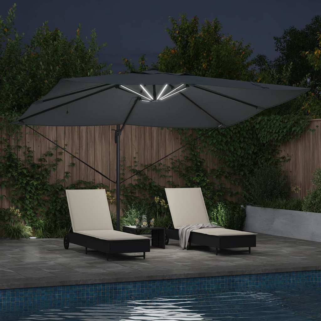 Konsolinis Roma skėtis su LEDs Antracito 352x251x265 cm Aliuminis