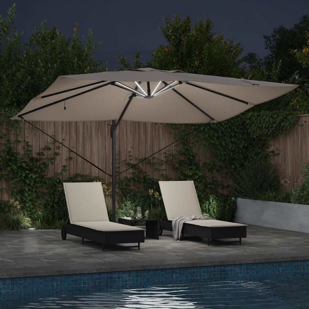 Konsolinis Roma parasolis su LED Taupe 352x251x265 cm Aliuminis