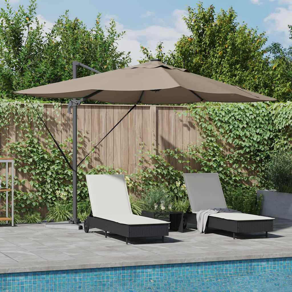 Konsolinis Roma parasolis su LED Taupe 352x251x265 cm Aliuminis