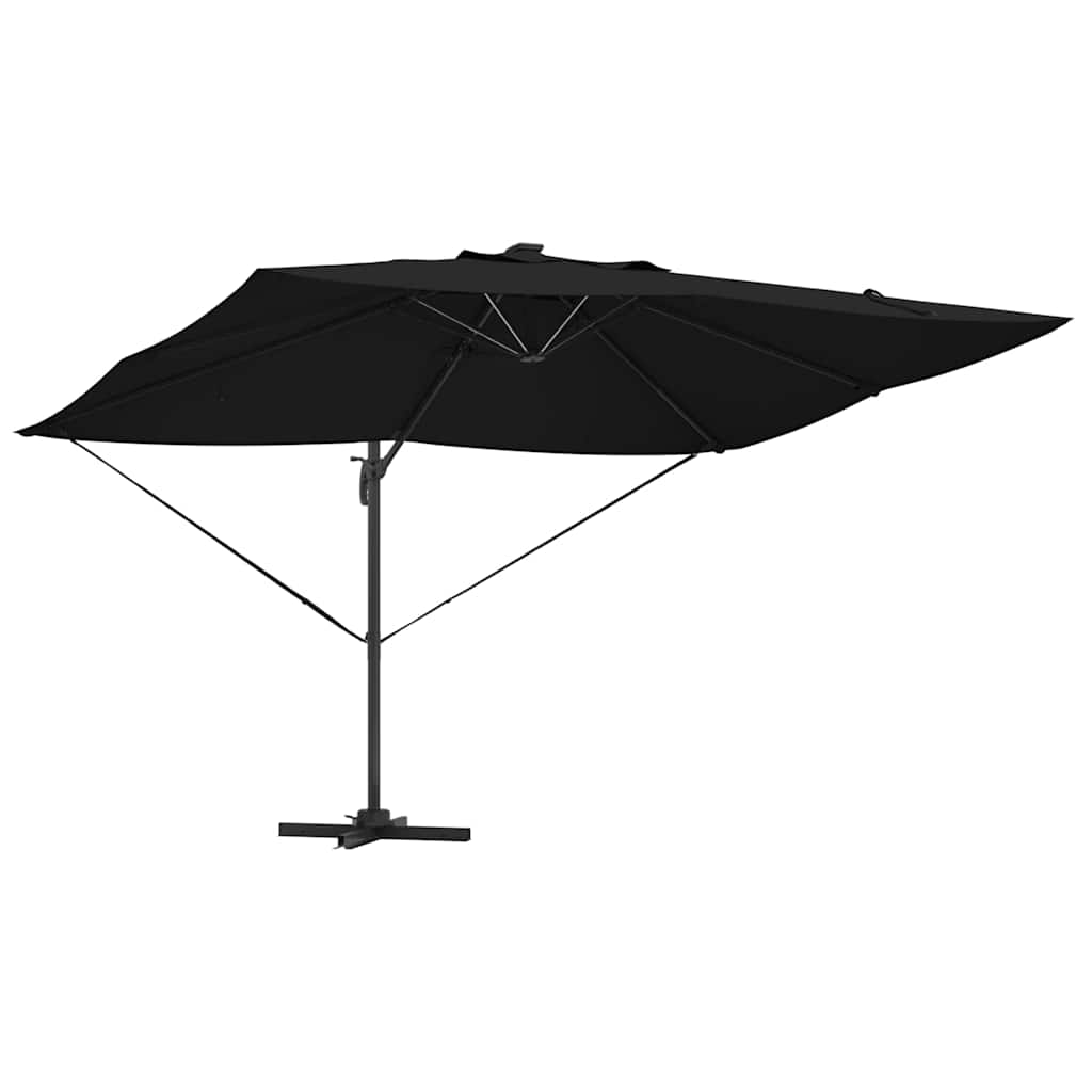 konsolinis Roma skėčius su LED Juodas 352x251x265 cm Aliuminis