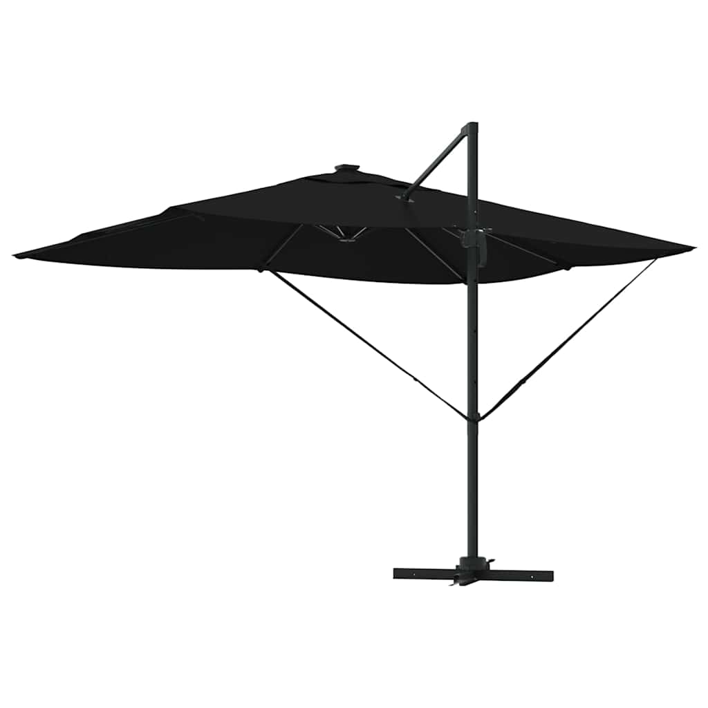 konsolinis Roma skėčius su LED Juodas 352x251x265 cm Aliuminis