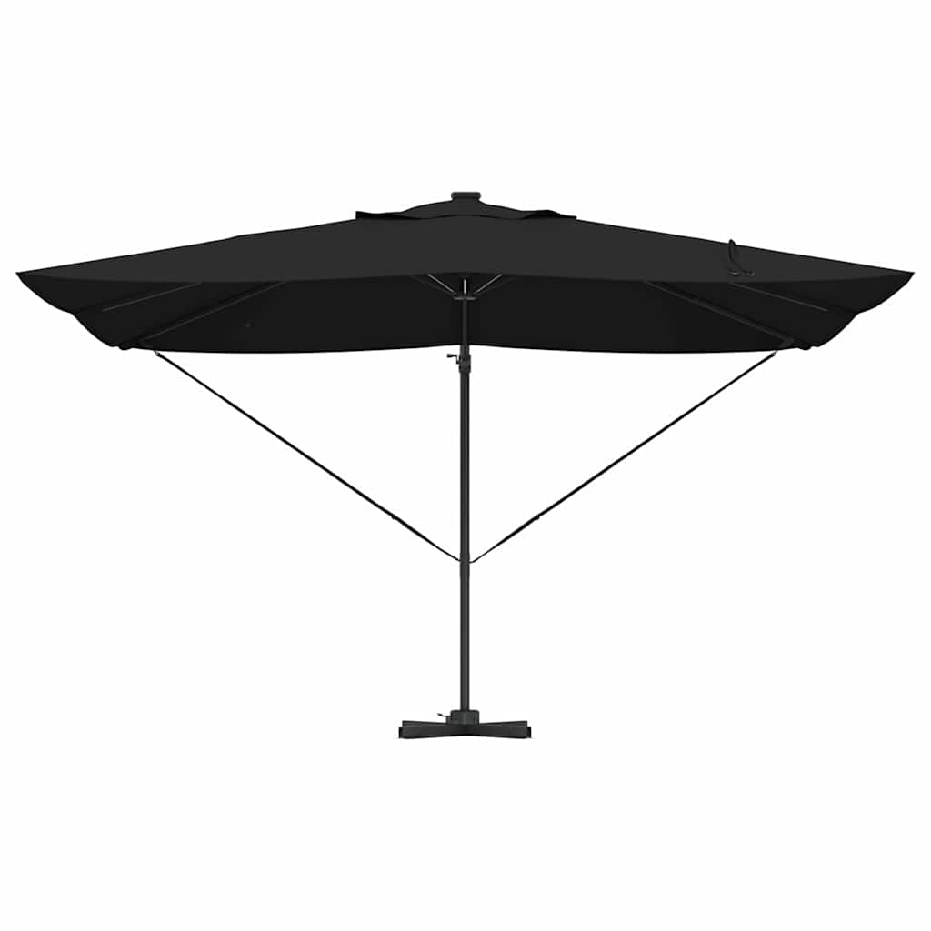 konsolinis Roma skėčius su LED Juodas 352x251x265 cm Aliuminis