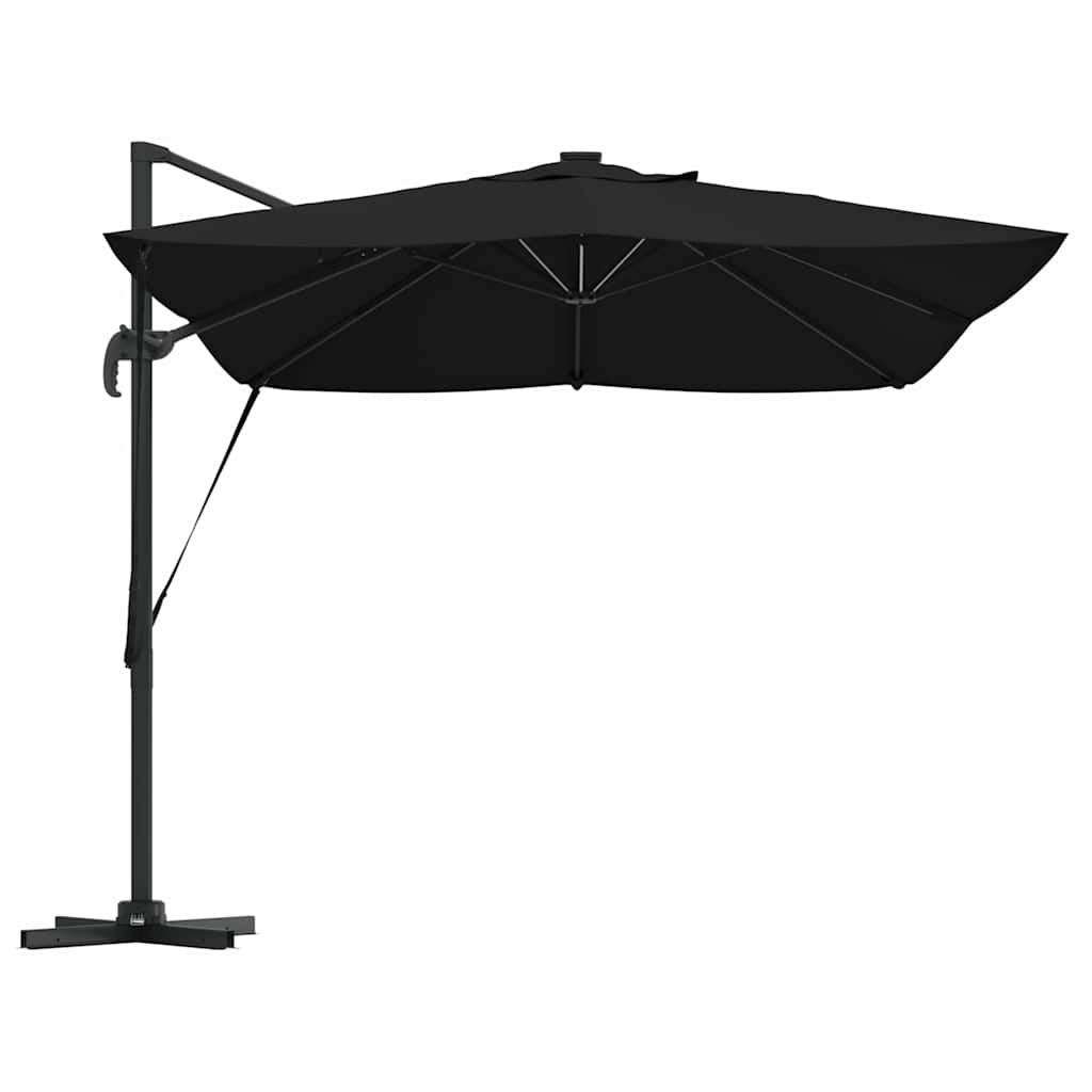 konsolinis Roma skėčius su LED Juodas 352x251x265 cm Aliuminis