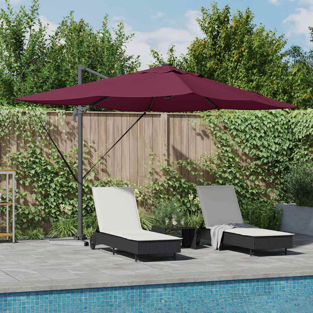 Konsolinis Roma skėtis su LED Bordo Raudonas 352x251x265 cm Aliuminis