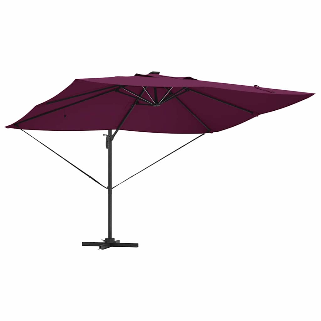 Konsolinis Roma skėtis su LED Bordo Raudonas 352x251x265 cm Aliuminis