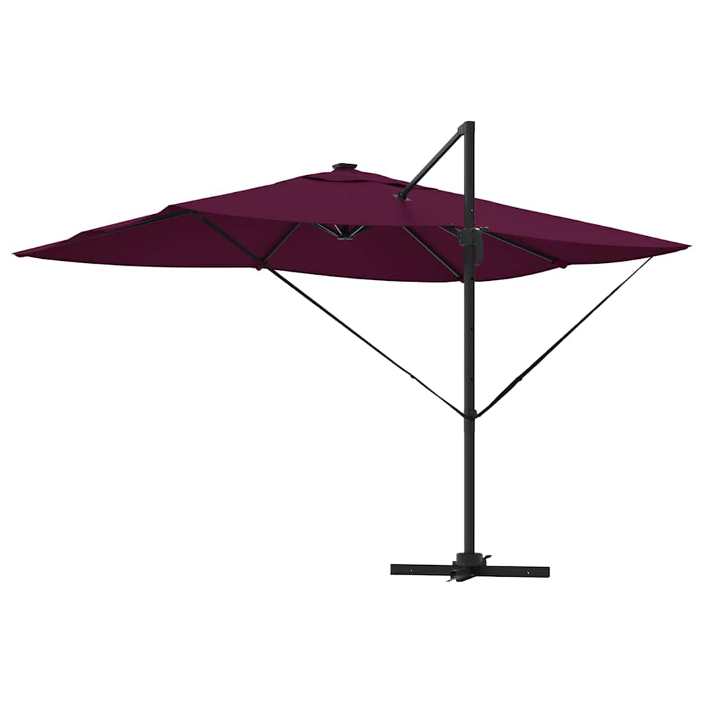 Konsolinis Roma skėtis su LED Bordo Raudonas 352x251x265 cm Aliuminis