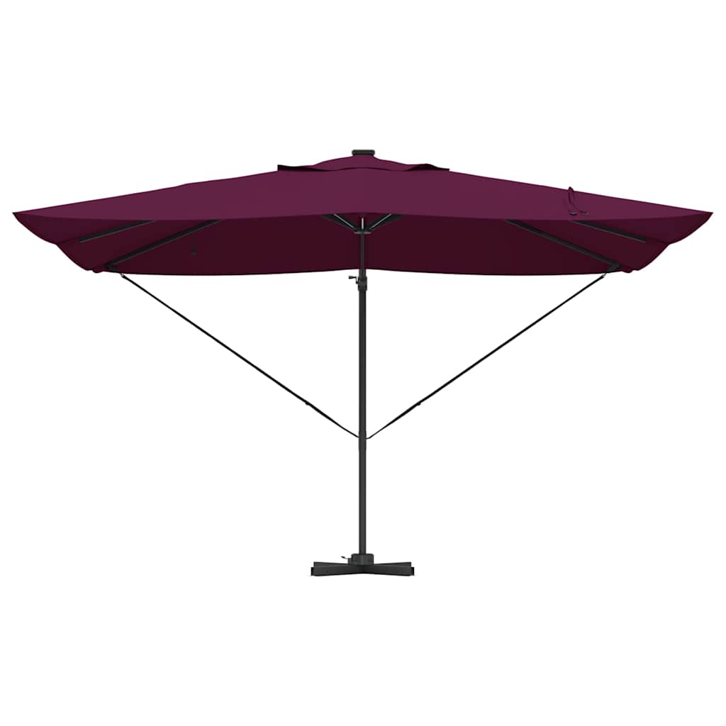 Konsolinis Roma skėtis su LED Bordo Raudonas 352x251x265 cm Aliuminis