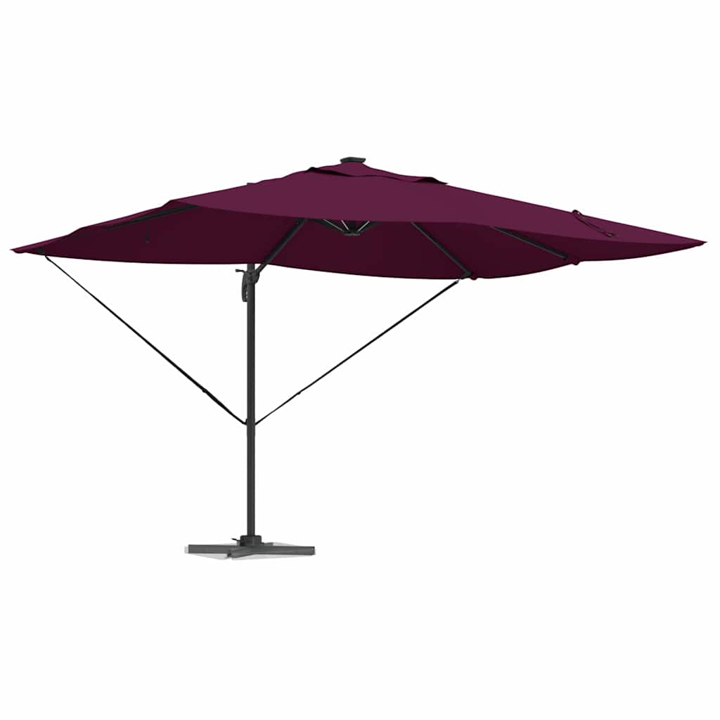 Konsolinis Roma skėtis su LED Bordo Raudonas 352x251x265 cm Aliuminis