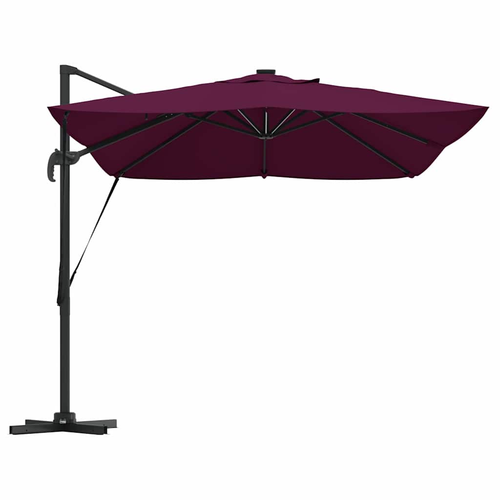 Konsolinis Roma skėtis su LED Bordo Raudonas 352x251x265 cm Aliuminis