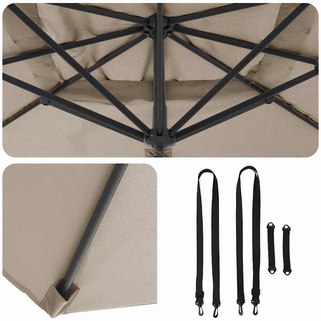 Roma Parasol Taupe L Poliesteris & Plienas