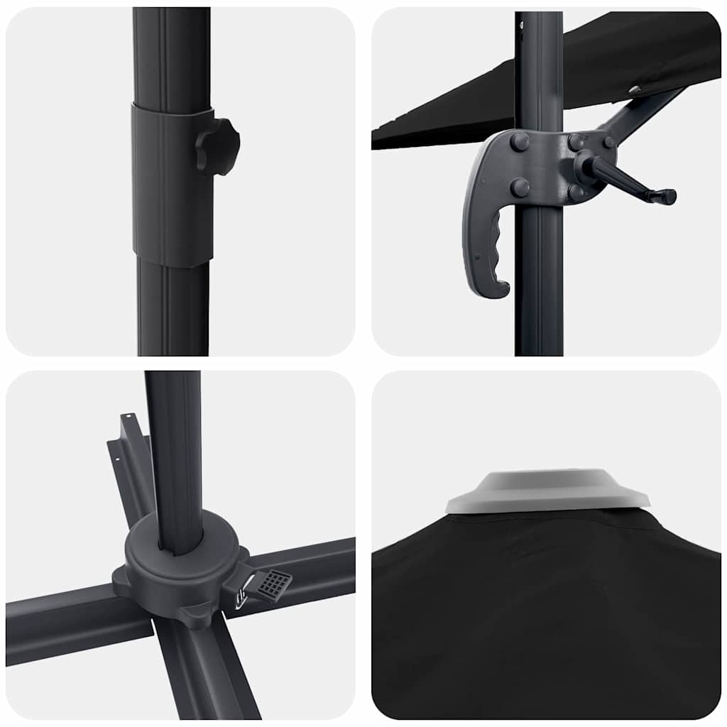 Katalizinis Roma Parasol Juoda 286x285x265 cm Aluminium