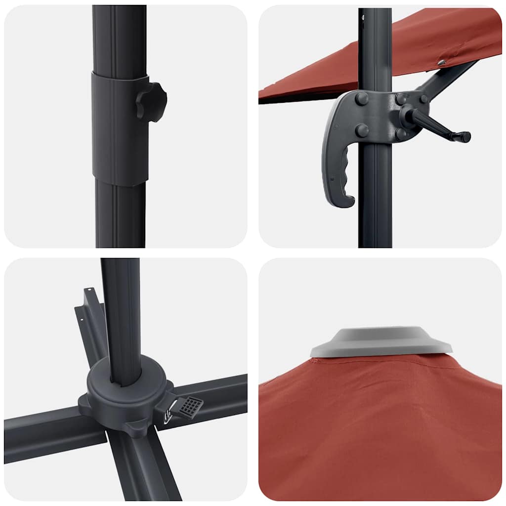 Plevėkų Roma Skėtis Terakota 286x285x265 cm, Aliuminis.