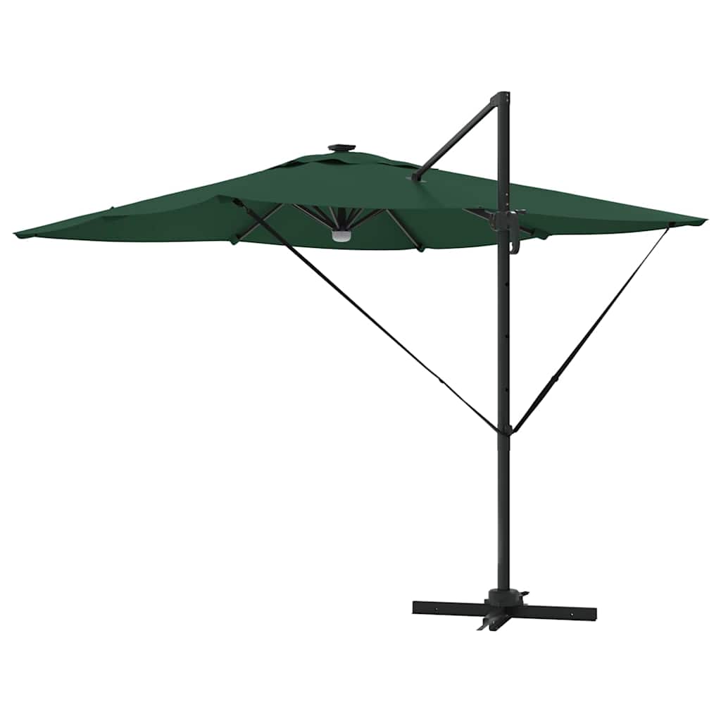 Roma Cantilever Skėtis su LED lemputėm Žalias 286 x 285 x 270 cm Aliuminis