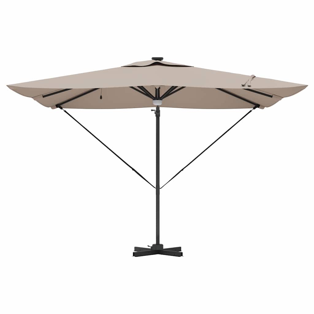 Cantilever Roma skėtis su LED lempomis Taupe, 286x285x270 cm, aliuminis.